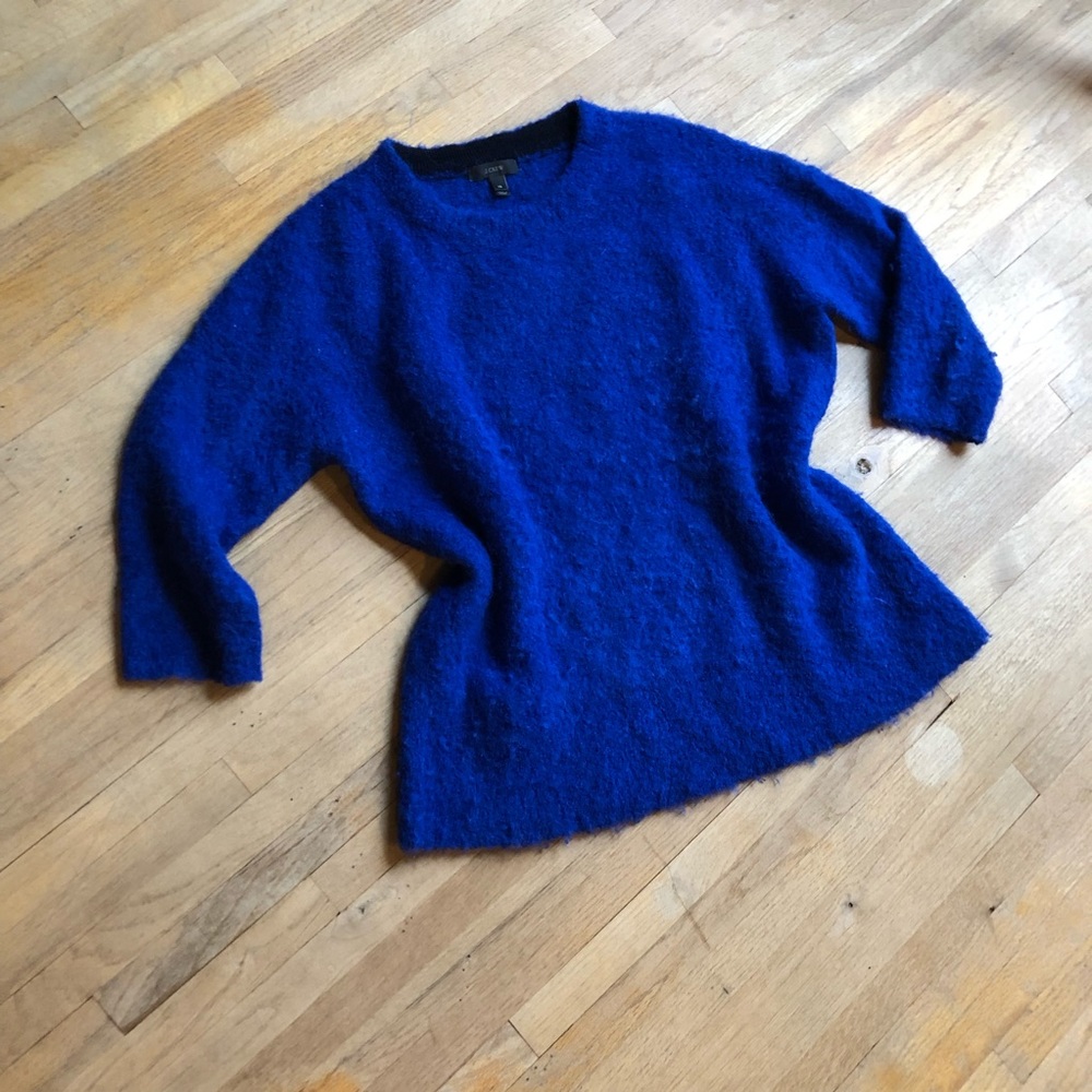 J. crew Fuzzy 3/4 sleeve cobalt sweater